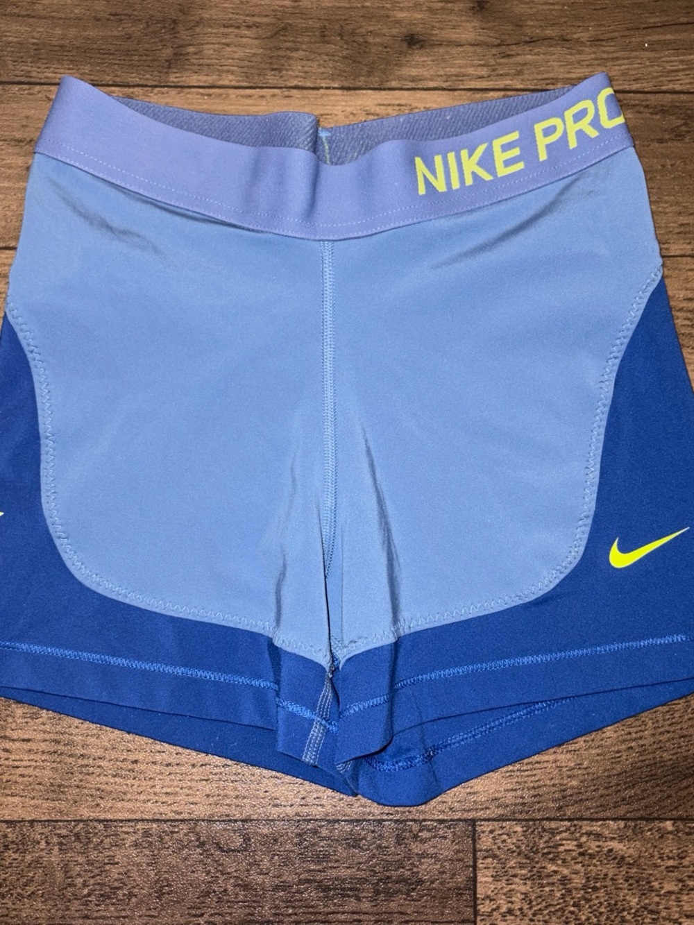 Nike Pro Two-Tone Blue & Yellow Compression Spandex Athletic Shorts